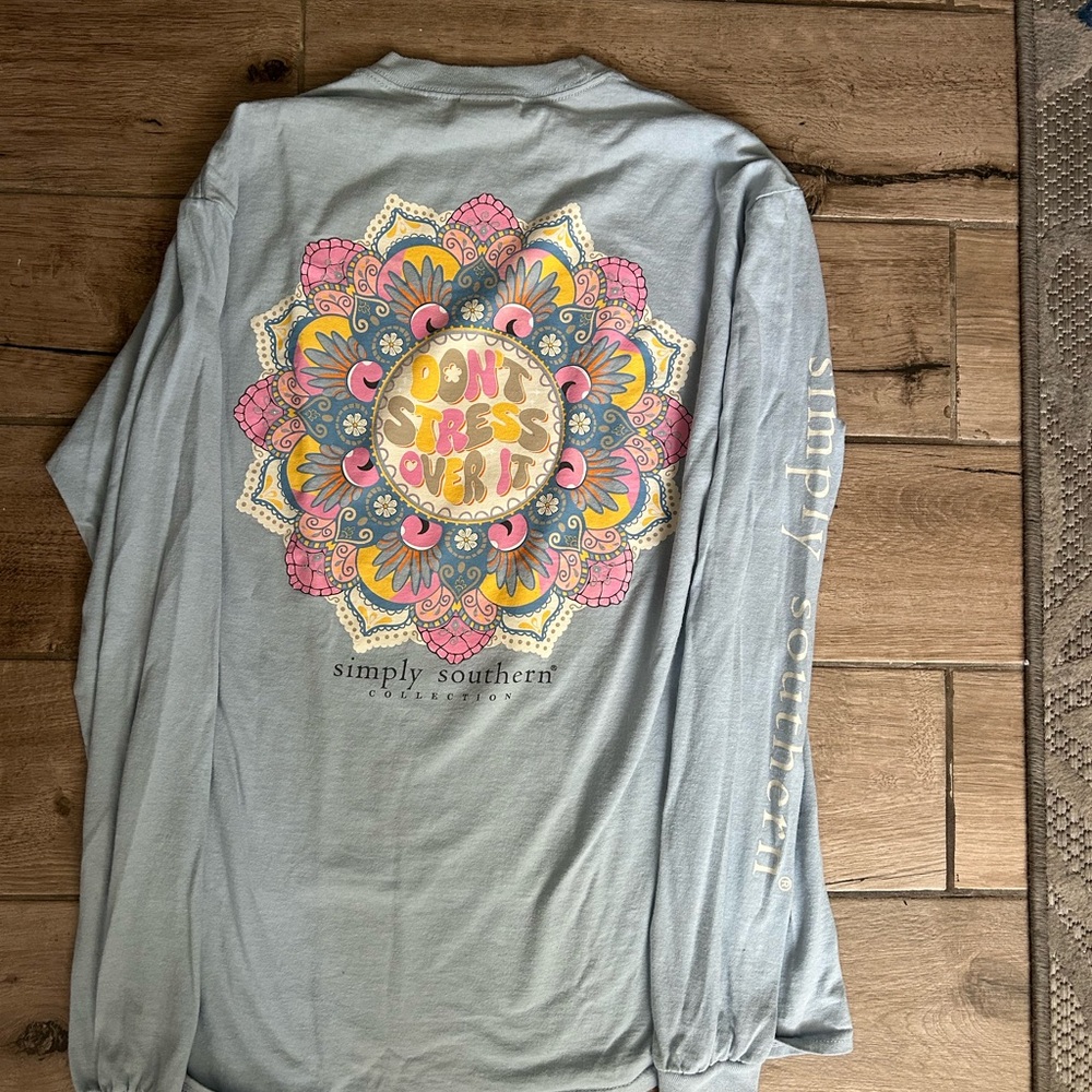 Simply Southern Light Blue Floral Shirt